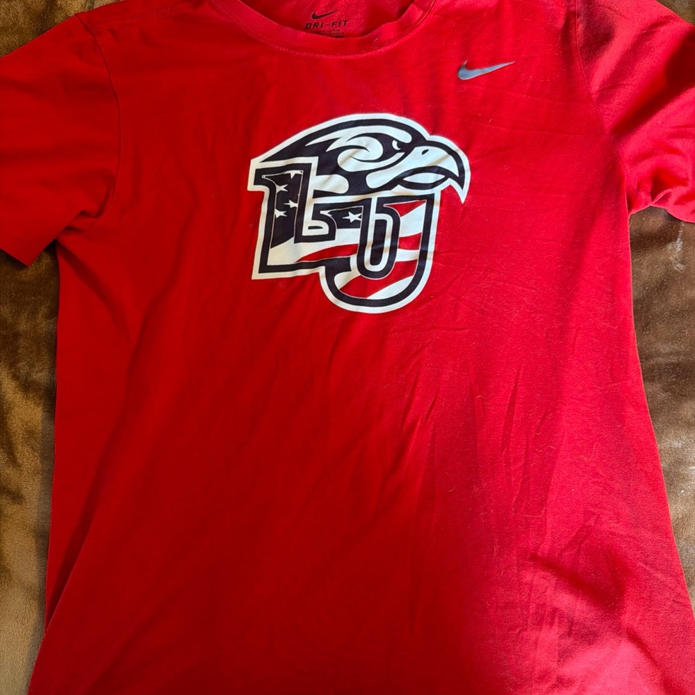 Liberty University LU Cheerleading American Flag Logo Nike Dry-Fit Shirt